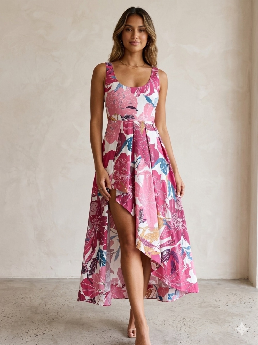 ISLA & WHITE Fleur Dress Fleurs Roses (102)